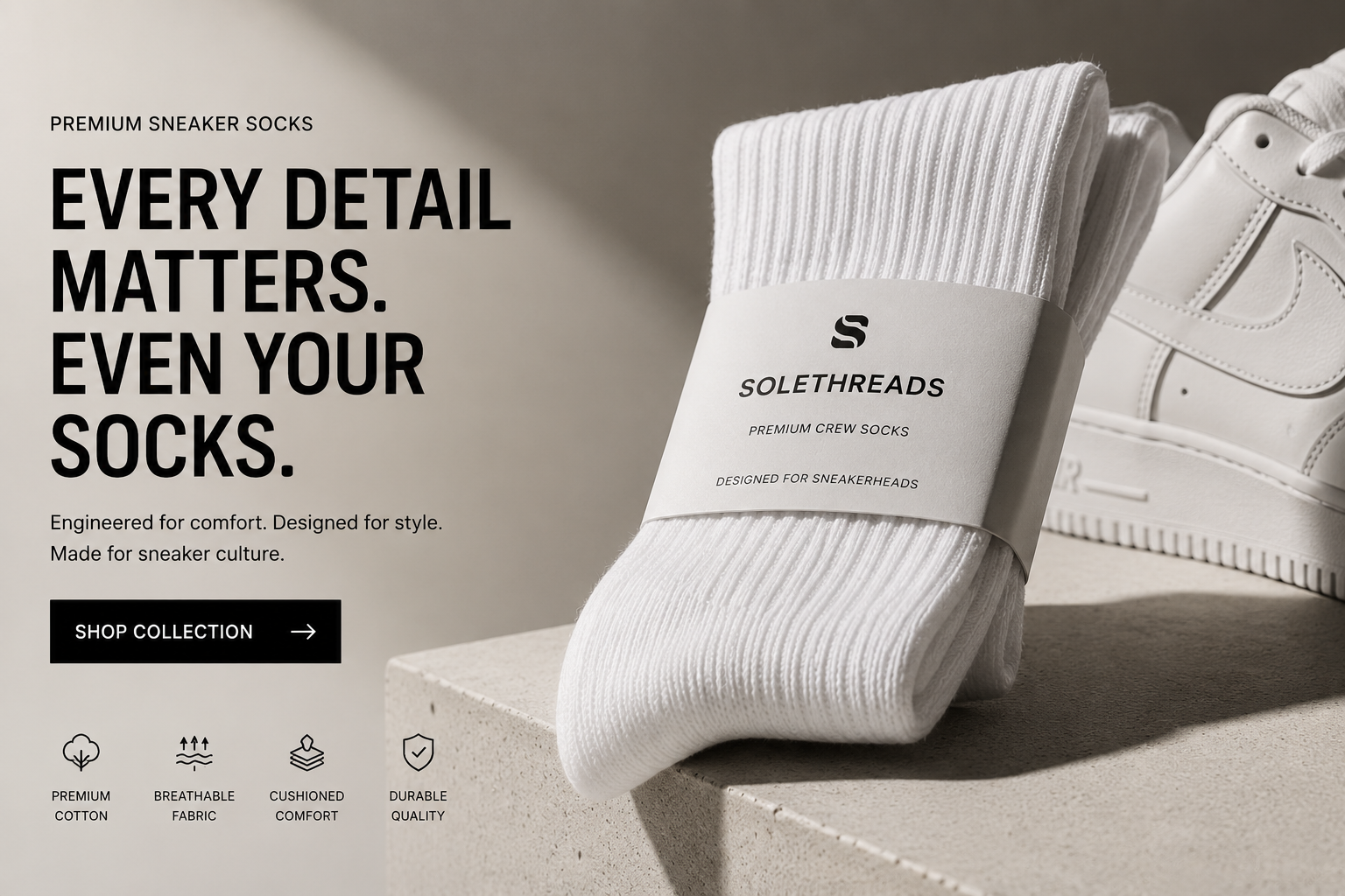 Essential Crew Socks - White